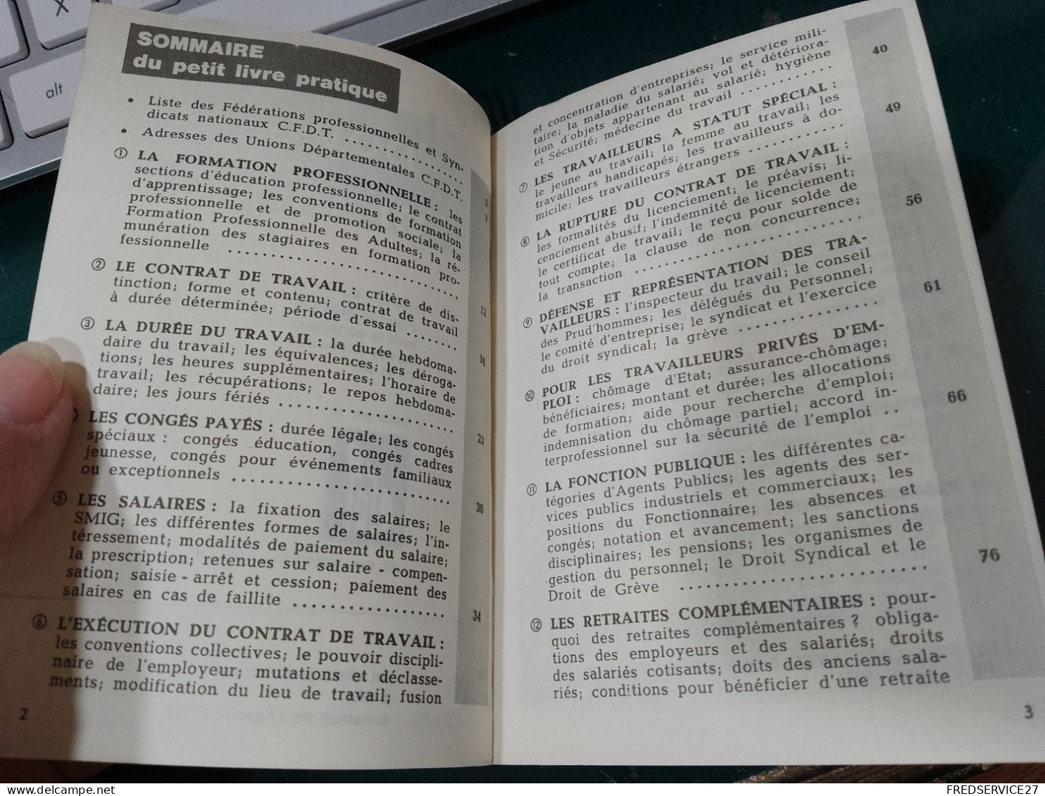 434 //  PETIT LIVRE PRATIQUE "CFDT" 1969  127 PAGES - Derecho