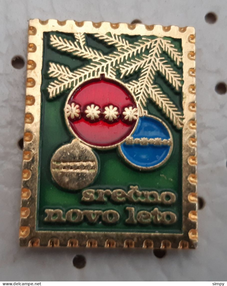 Happy New Ye Ar Christmas Tree Slovenia Pin - Navidad