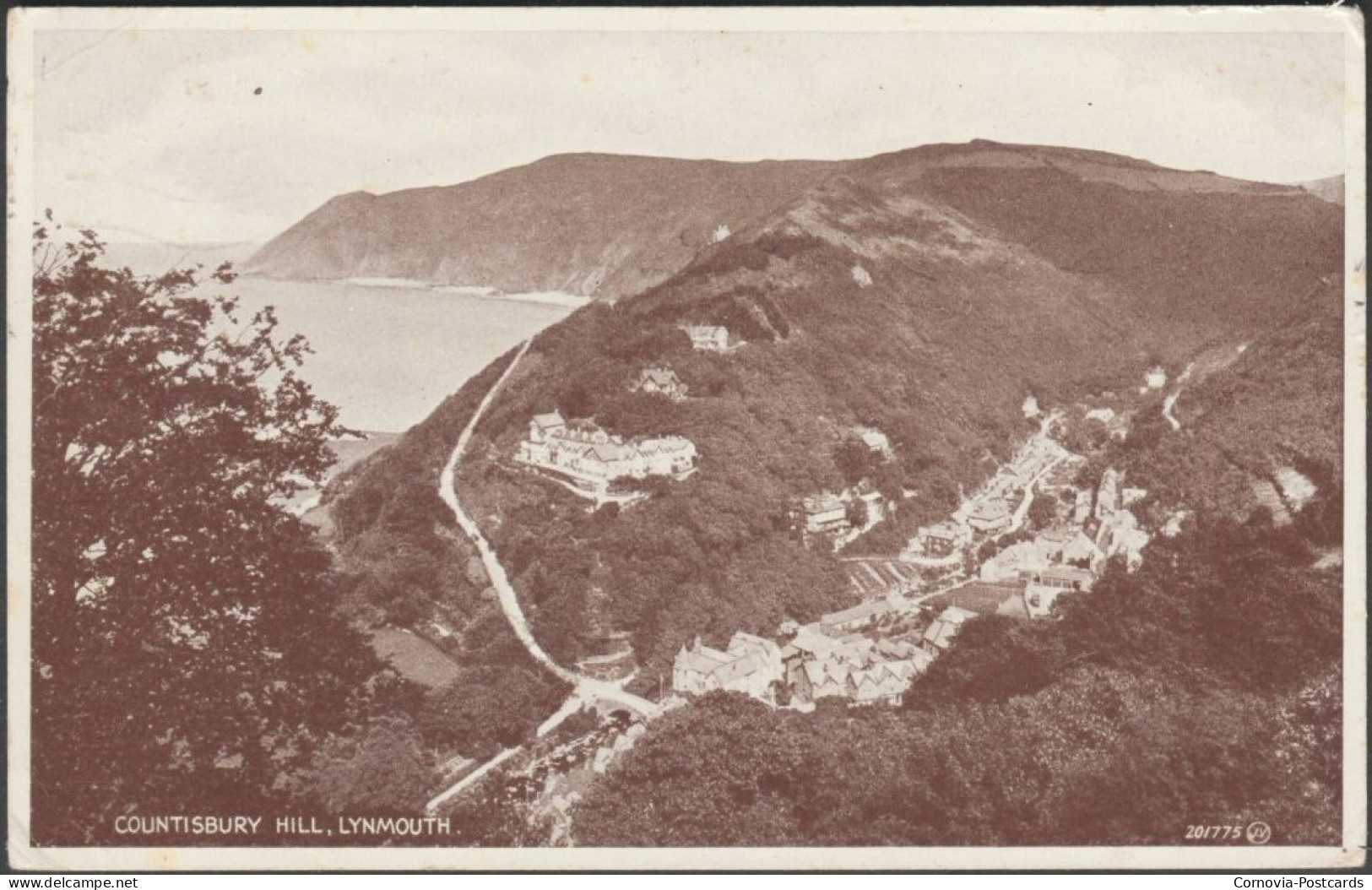 Countisbury Hill, Lynmouth, Devon, 1947 - Valentine's Postcard - Lynmouth & Lynton