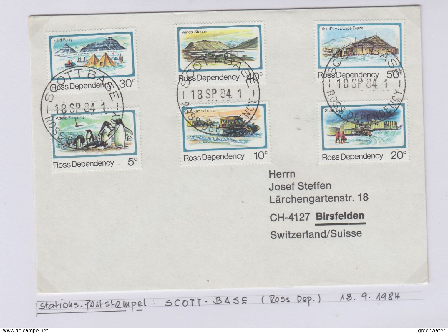 Ross Dependency Cover  Ca Scott Base 18 SP 1984 (WB164B) - Brieven En Documenten