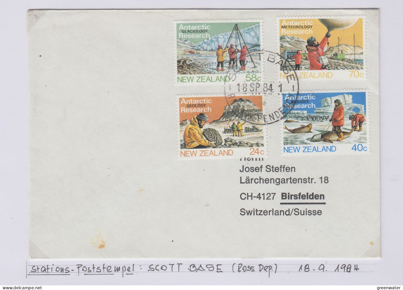 Ross Dependency Cover  Ca Scott Base 18 SP 1984 (WB165) - Brieven En Documenten