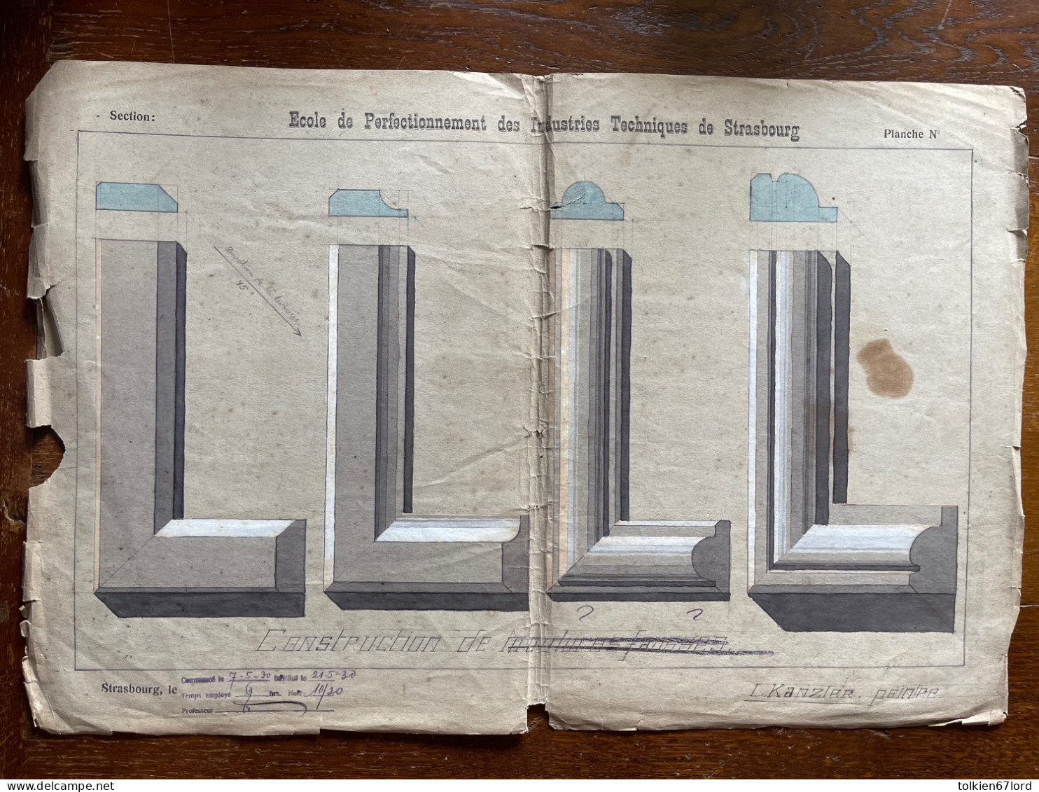 STRASBOURG 67 Bas-Rhin École De Perfectionnement Des Industries Techniques Peintre L.Kanzler 1929 - Andere Plannen