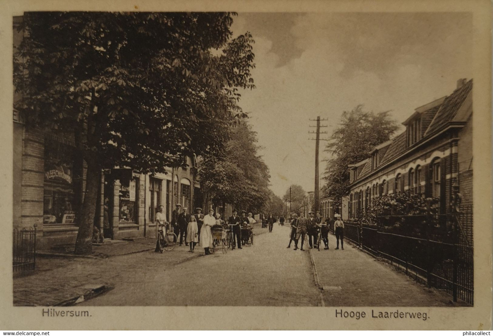 Hilversum // Hooge Laarderweg (Veel Volk) 1929 Topkaart - Hilversum