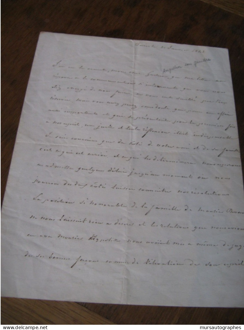 LETTRE AUTOGRAPHE SIGNEE DE CESAR BACOT 1842 MILITAIRE RUSSIE MOSKOWA DEPUTE INDER ET LOIRE - Personnages Historiques