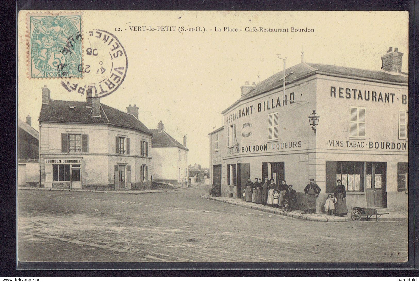 CPA 91 - VERT LE PETIT - LA PLACE - CAFE RESTAURANT BOURDON - Vert-le-Petit