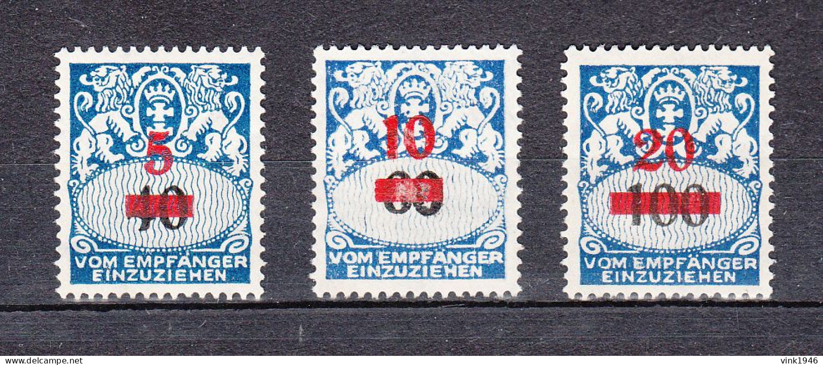 Danzig 1932,3W,Mi P 40-42,Portomarken Mit Aufdruck,LUXE Postfrisch(D3581) - Portomarken