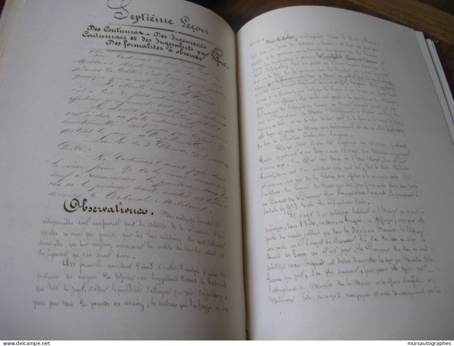 CHANCHOU Manuscrit Autographe Relié "COURS ELEMENTAIRE DE LEGISLATION PENALE MILITAIRE" 1840 CONSEILS GUERRE CRIMES - Politiques & Militaires