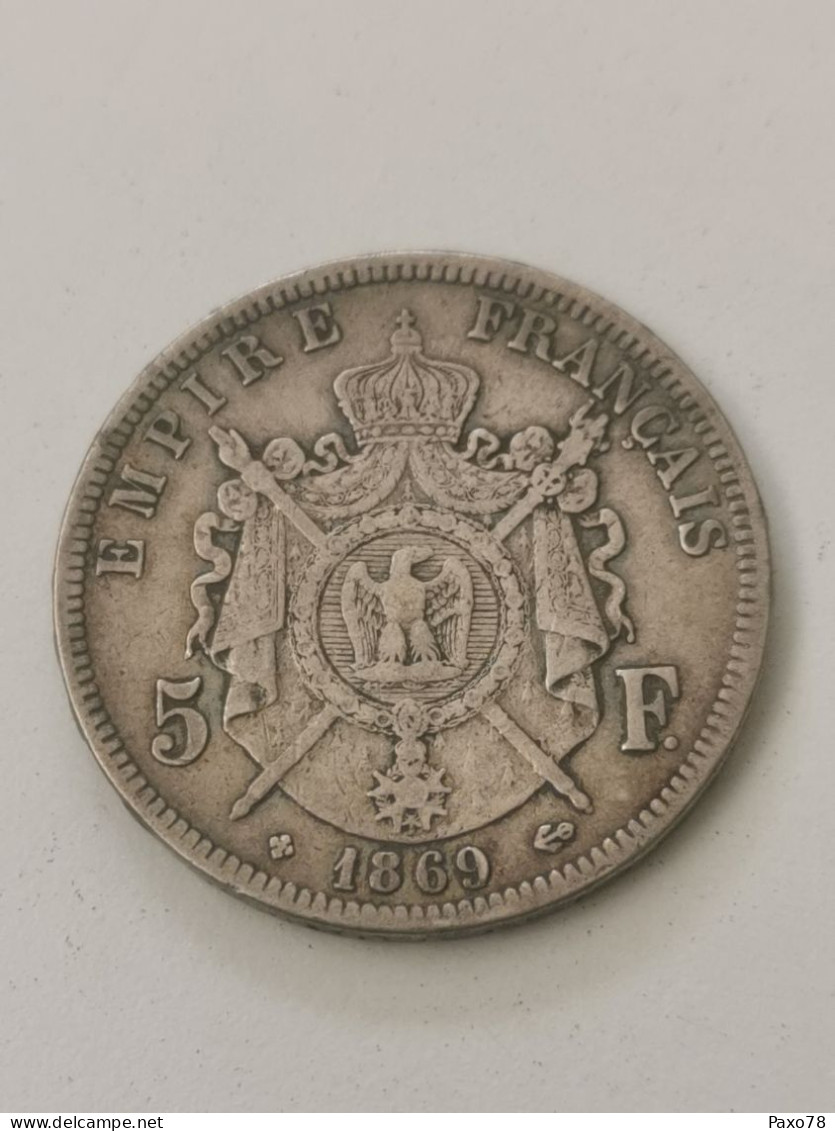 France, 5 Francs Napoléon III Tête Laurée, 1869BB - 5 Francs