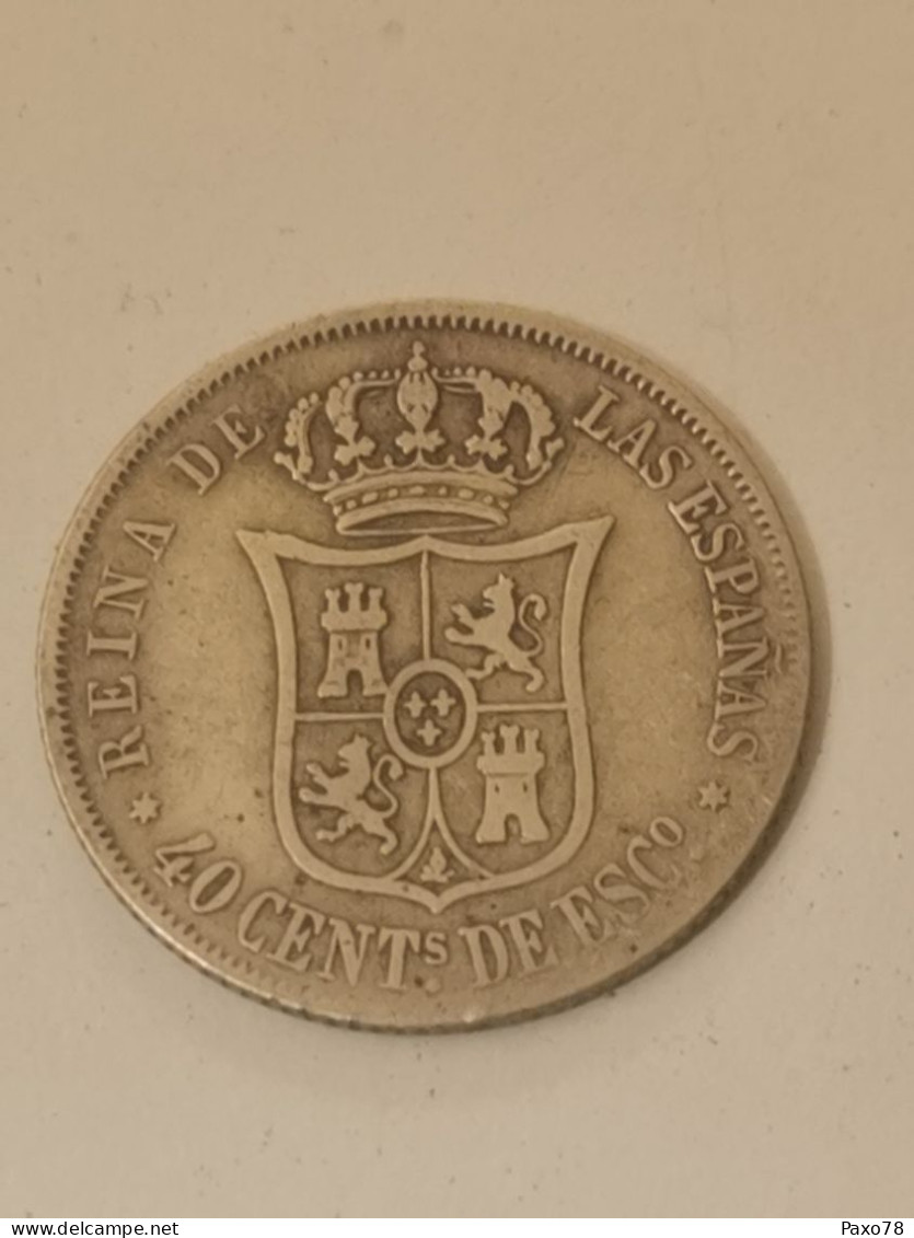 40 Centimos De Escudo - Isabel II, 1866 - Primi Conii