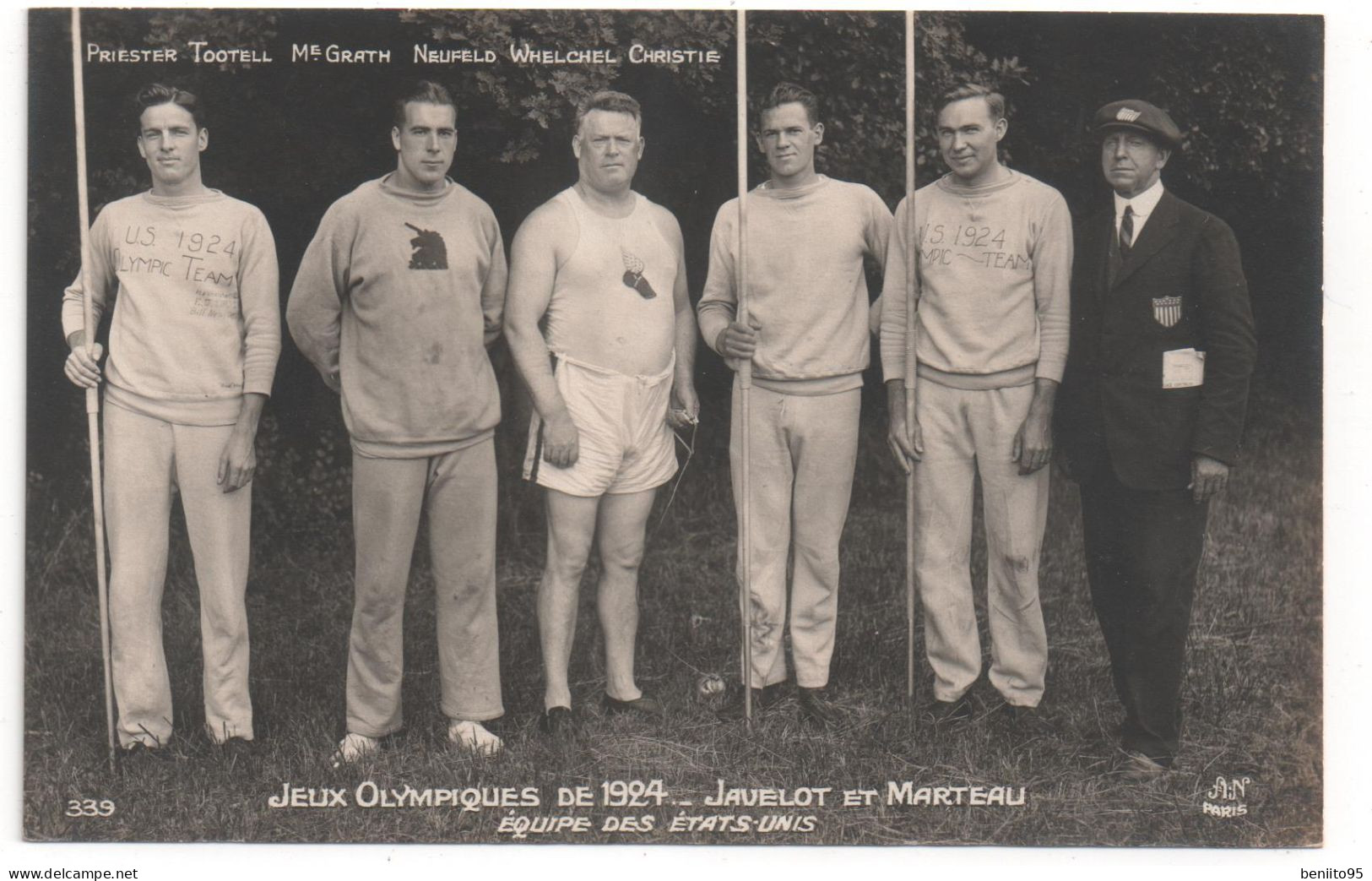 CPA Des Jeux Olympiques De 1924 - JAVELOT Et MARTEAU - L'équipe Des ETATS-UNIS. - Jeux Olympiques