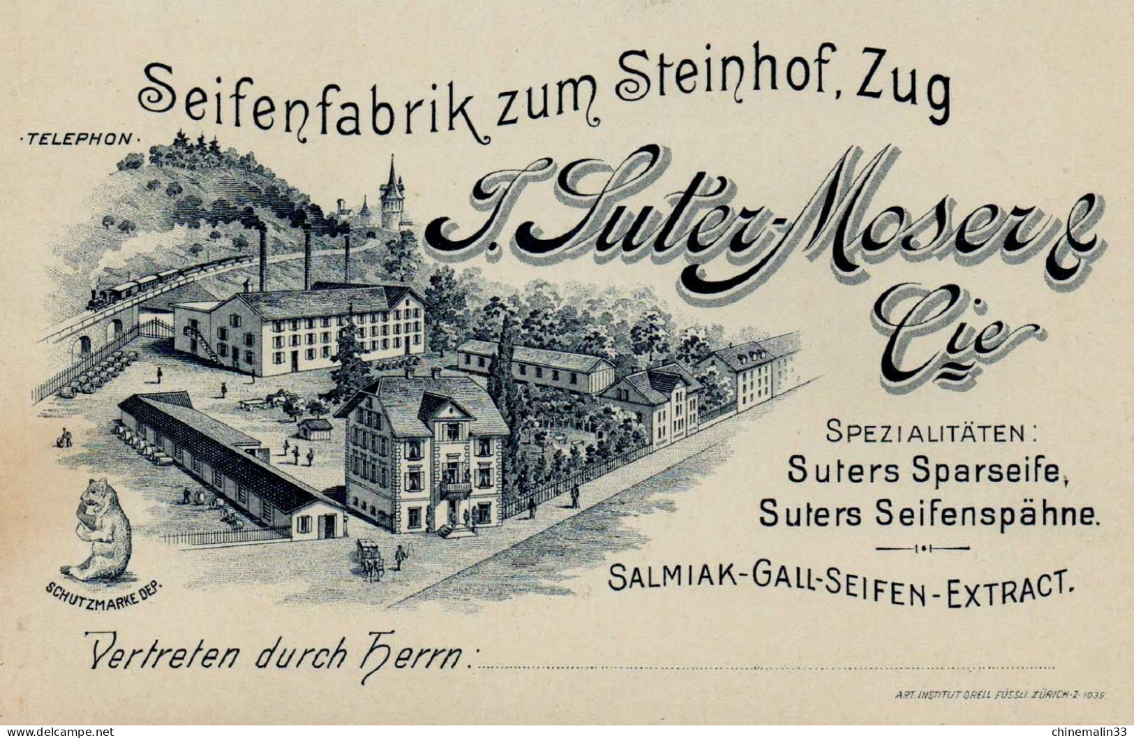 SUISSE SEIFENFABRIK ZUM STEINHOF J.SUTER MOSER TRÈS BELLE ANIMATION REIMPRESSION DE CARTE ANCIENNE COLLECTION E.B. 1970 - Stein