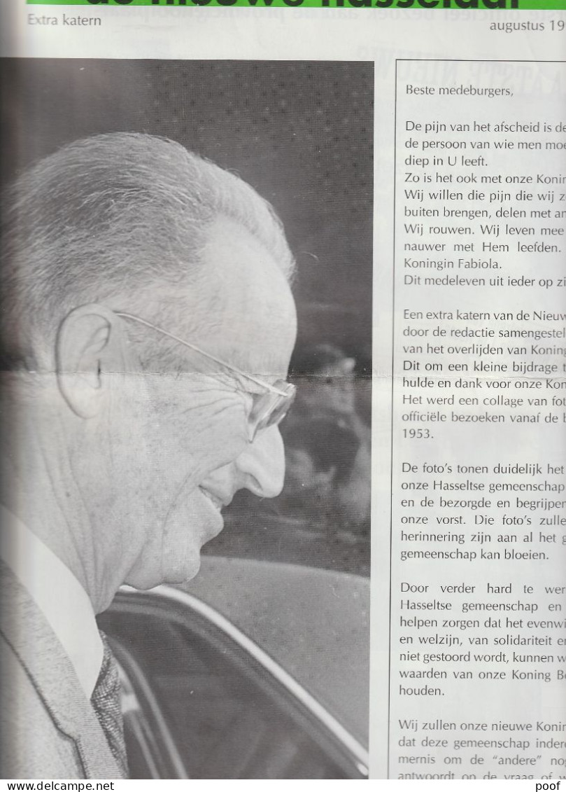 De Nieuwe Hasselaar ( Extra Katern) Aug. 1993 :collage Van Foto's Van Koninklijk Bezoek Aan Hasselt Vanaf 1953...... - Autres & Non Classés