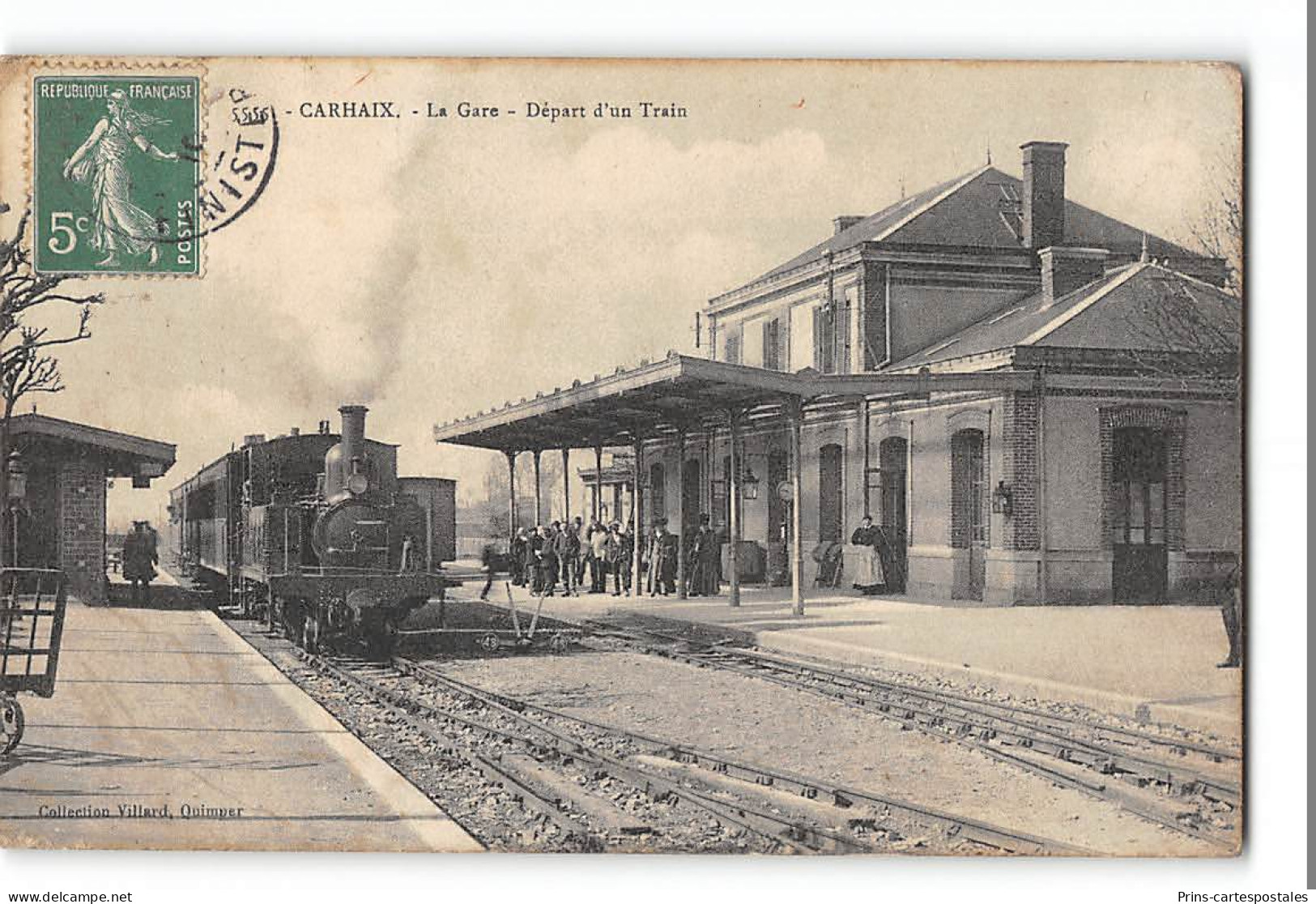 CPA 29 Carhaix Départ D'un Train La Gare Et Le Train Tramway  - Carhaix-Plouguer