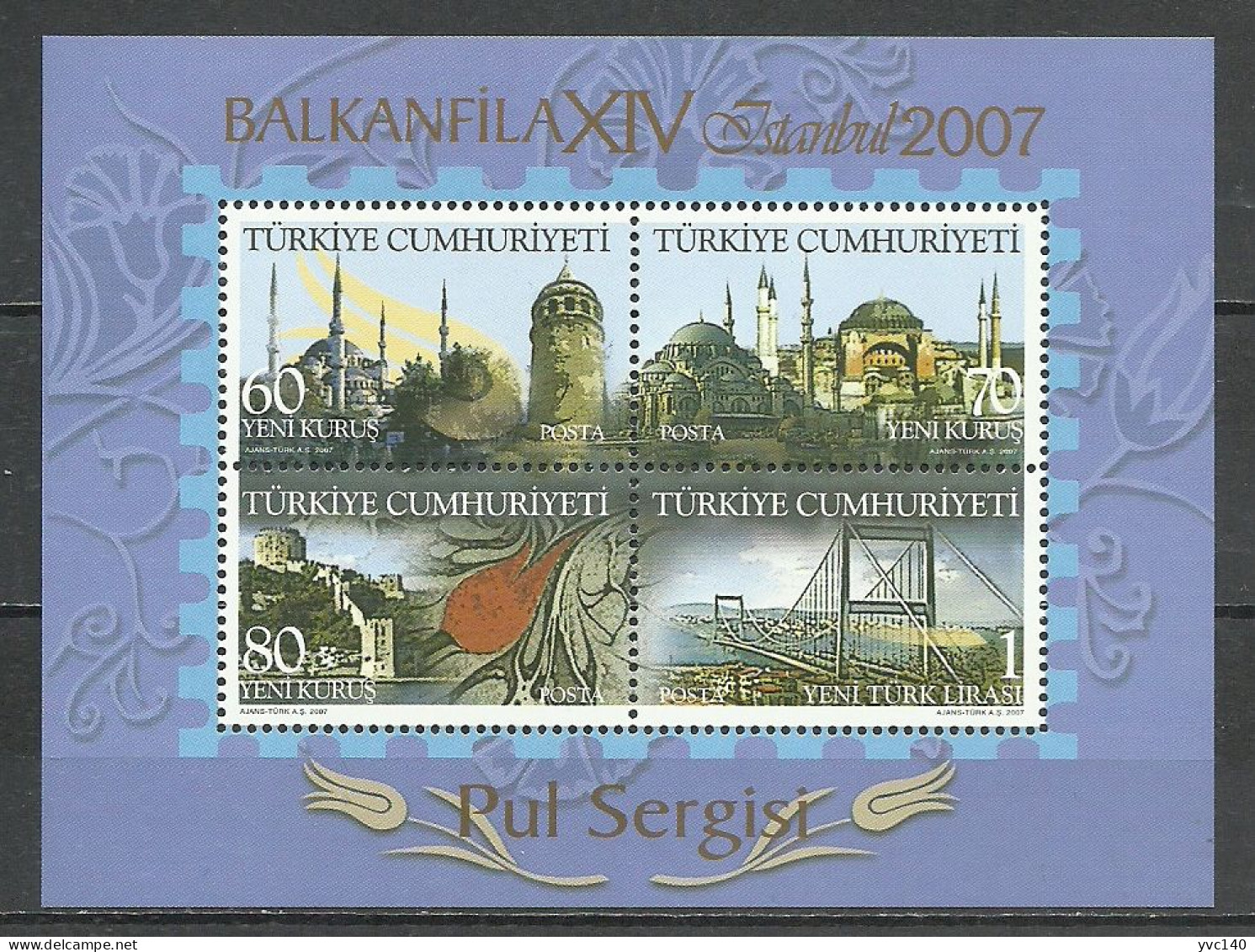 Turkey; 2007 14th Balkanfila Stamp Exhibition - Nuevos