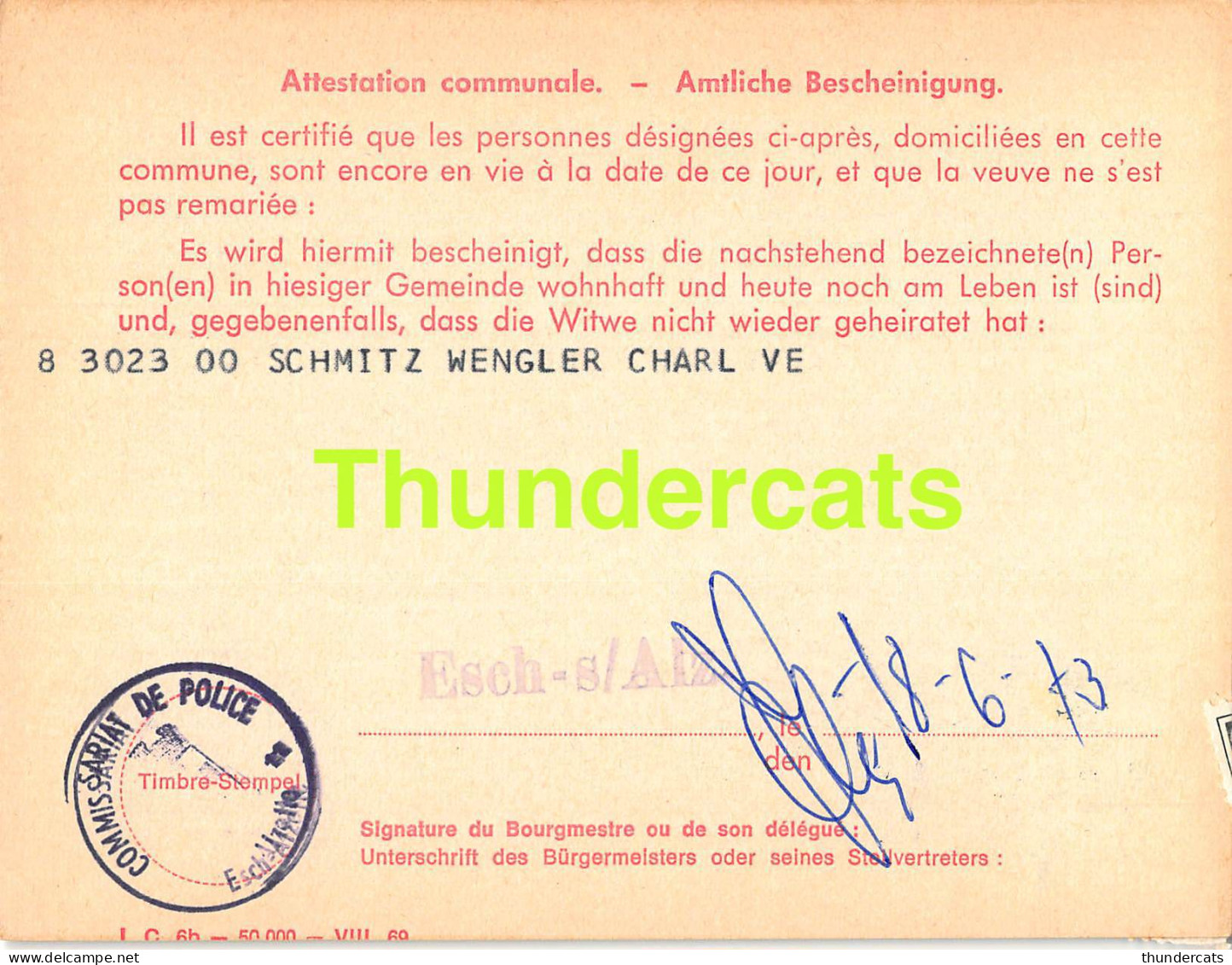 ASSURANCE VIEILLESSE INVALIDITE LUXEMBOURG 1973 SCHMITZ WENGLER ESCH SUR ALZETTE  - Brieven En Documenten