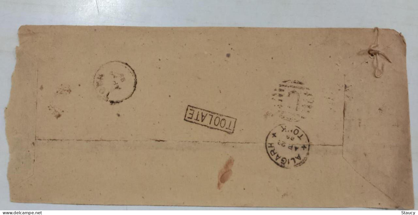 BRITISH INDIA 1889 QV 1/2a FRANKING On Registered "Jaypore State" Toolate COVER, NICE CANC ON FRONT & BACK As Per Scan - Jaipur