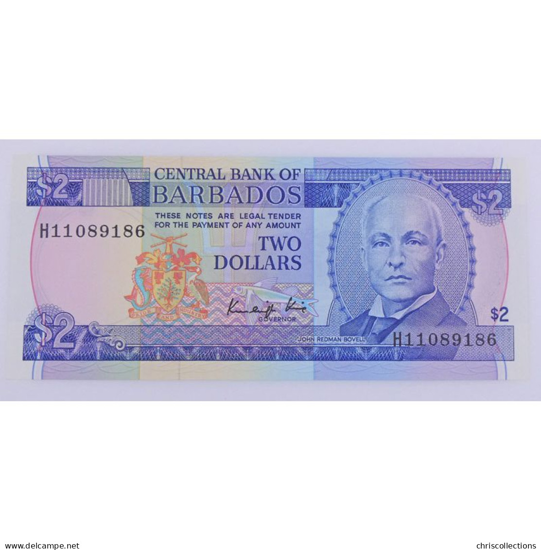 Barbade, 2 Dollars ND (1986), Pick: 36, H11089186, UNC - Barbados (Barbuda)