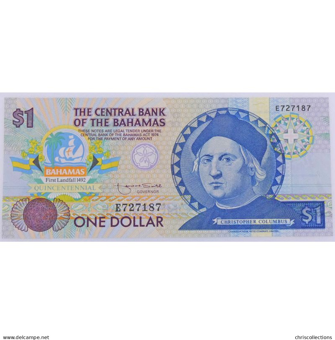Bahamas, 1 Dollar ND (1992), Pick: 50, E727187, UNC - Bahamas