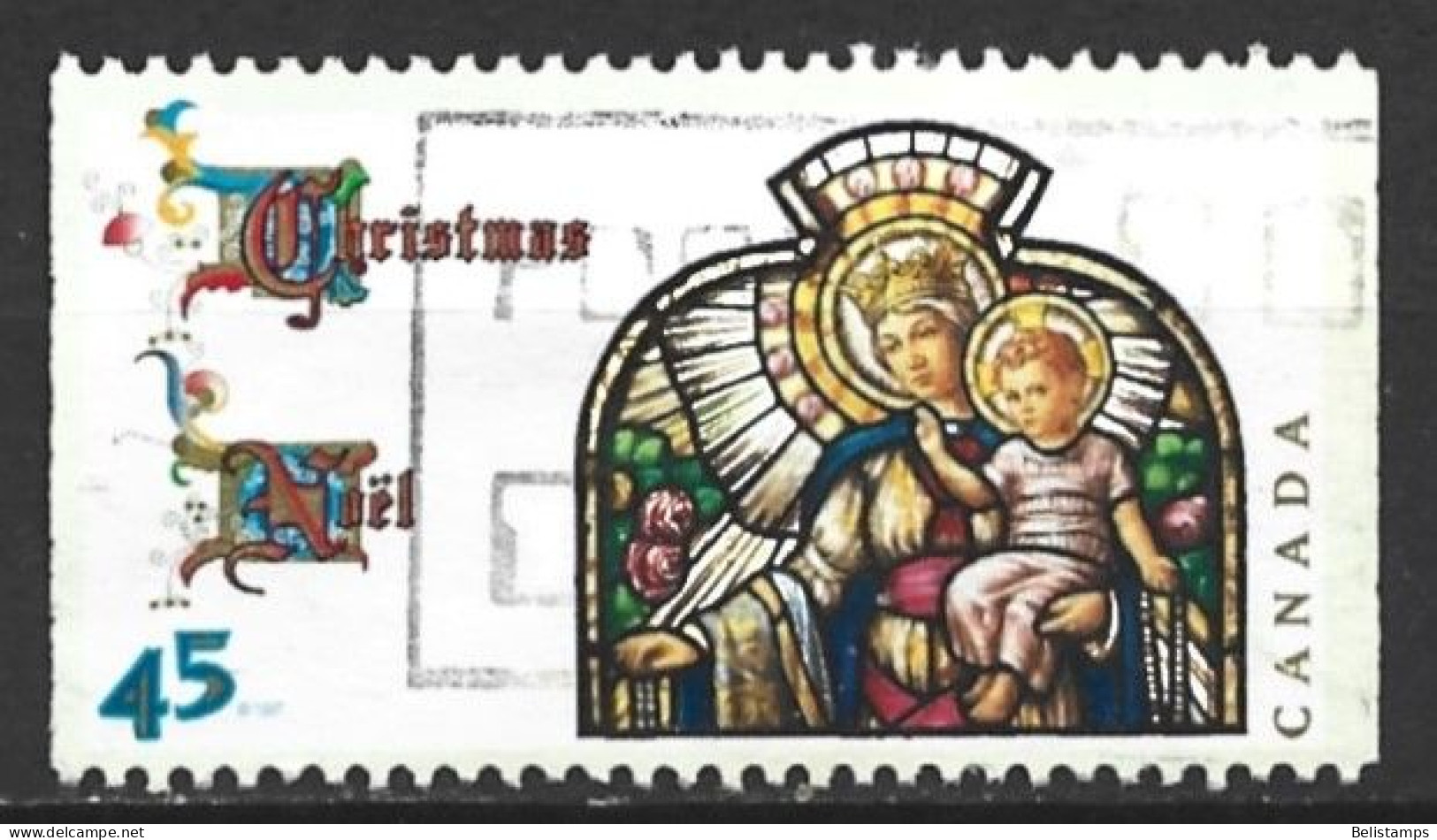 Canada 1997. Scott #1669a Single (U) Christmas, Stained Glass Window - Single Stamps