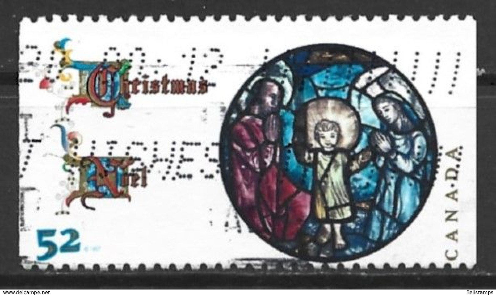 Canada 1997. Scott #1670a Single (U) Christmas, Stained Glass Window - Single Stamps