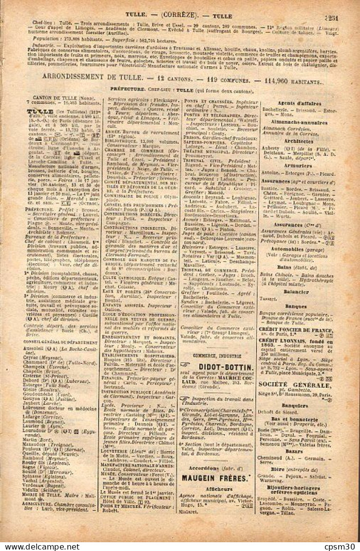 ANNUAIRE - 19 - Département Corrèze - Année 1925 - édition Didot-Bottin - 30 Pages - Telefonbücher