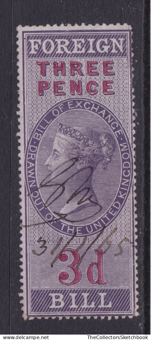 GB  QV  Fiscals / Revenues Foreign Bill 3d Lilac And Red Gu Perf 14;  Good Used - Fiscale Zegels