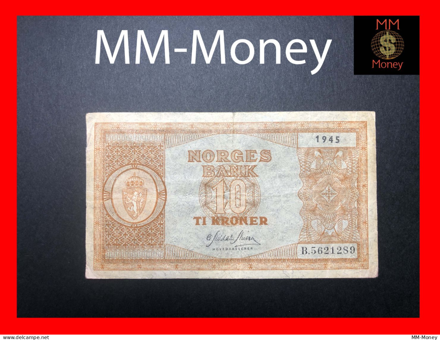 NORWAY 10 Kroner 1945  P. 26  *scarce*  VF+ - Norvegia