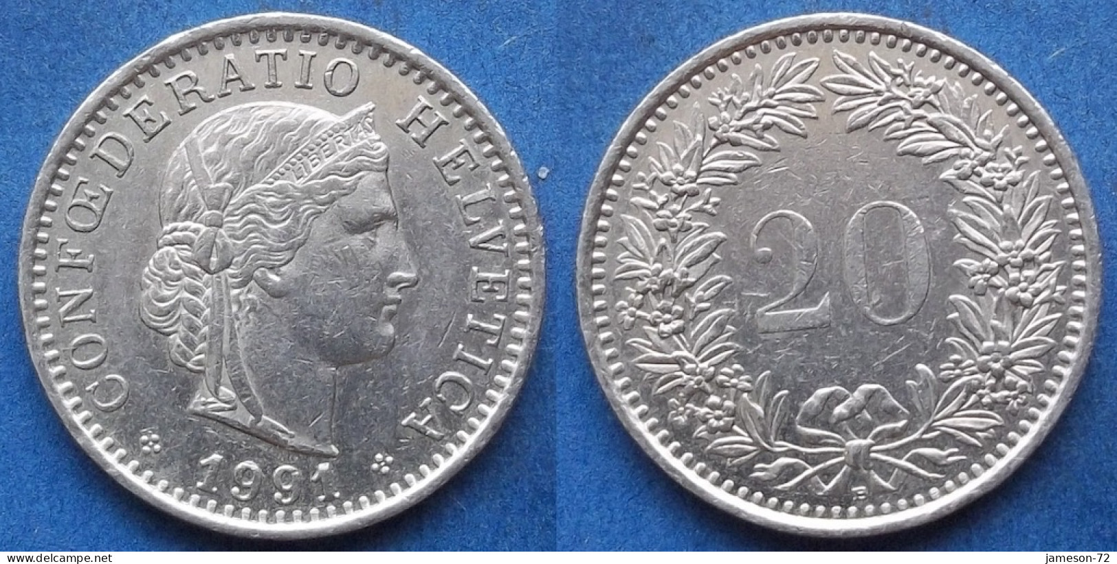 SWITZERLAND - 20 Rappen 1991 B KM# 29a Confoederatio Helvetica - Edelweiss Coins - Autres & Non Classés