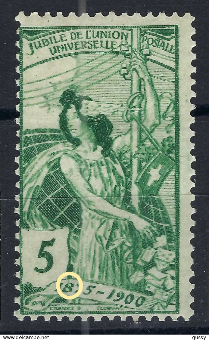 SUISSE Ca.1900: Le ZNr. 77C Neuf**, Var. Trait Vertical Au-dessus Du "8" De "1875" - Ongebruikt