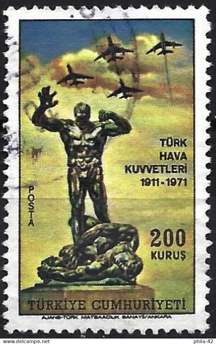 Turkey 1971 - Mi 2221 - YT 1989 ( Victory Monument, Afyon And Jets ) - Usati