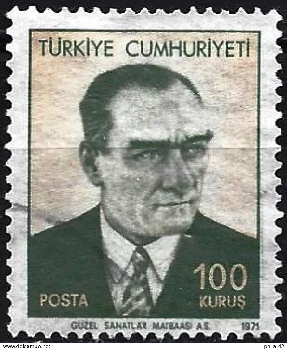 Turkey 1971 - Mi 2217 - YT 1985 ( President Mustapha Kemal Atatürk ) - Usati
