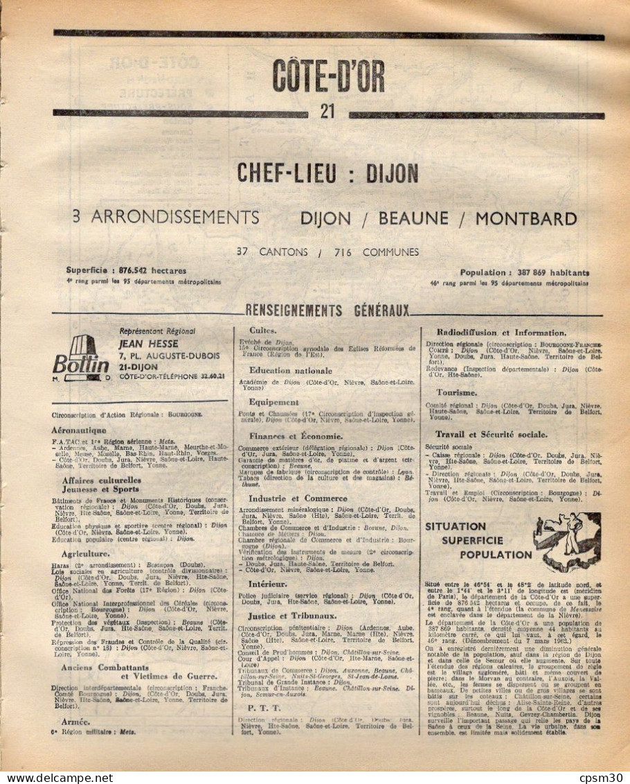 ANNUAIRE - 21 - Département Cote D'Or - Année 1969 - édition Didot-Bottin - 192 Pages - Telefonbücher