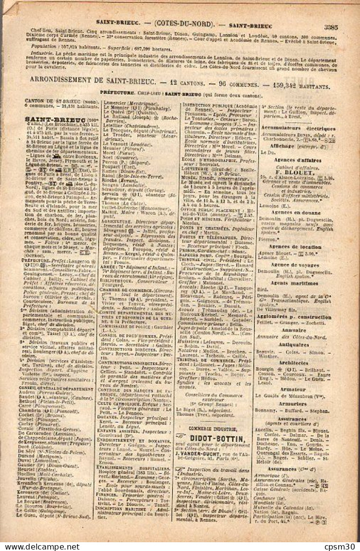 ANNUAIRE - 22 - Département Cotes Du Nord - Année 1925 - édition Didot-Bottin - 38 Pages - Telefonbücher