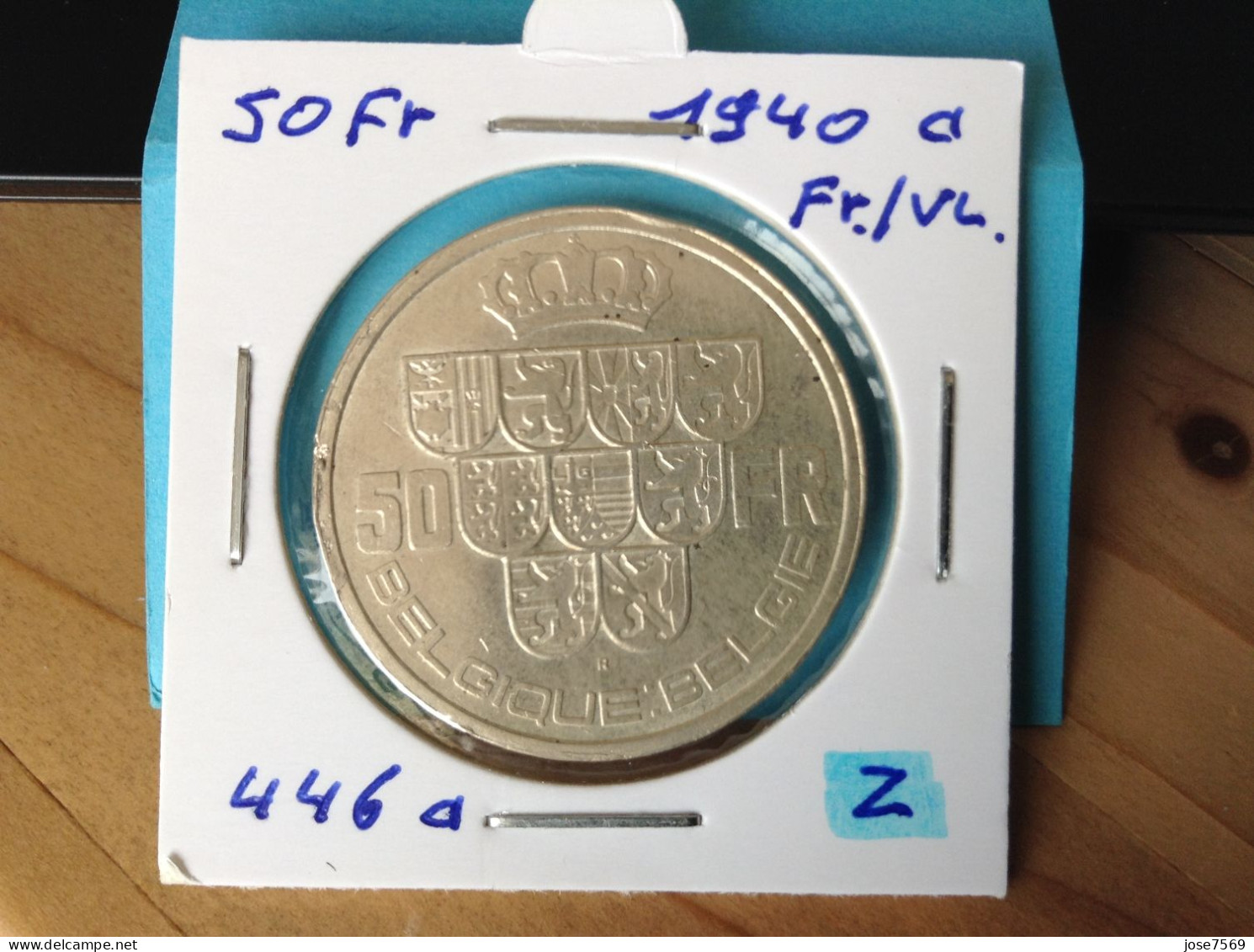 België Leopold III 50 Frank 1940 Fr-Vl Zilver. (Morin 446a) - 50 Frank