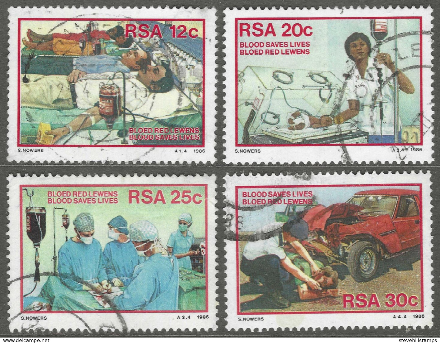 South Africa. 1986 Blood Donor Campaign. Used Complete Set. SG 594-597 - Used Stamps