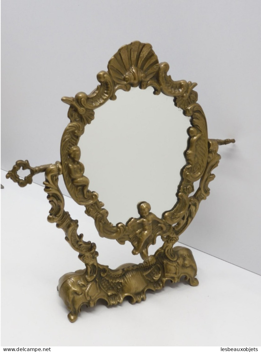 -JOLI MIROIR à POSER LAITON ROMANTIQUE PSYCHE ORIENTABLE Déco XXe GLACE   E - Miroirs