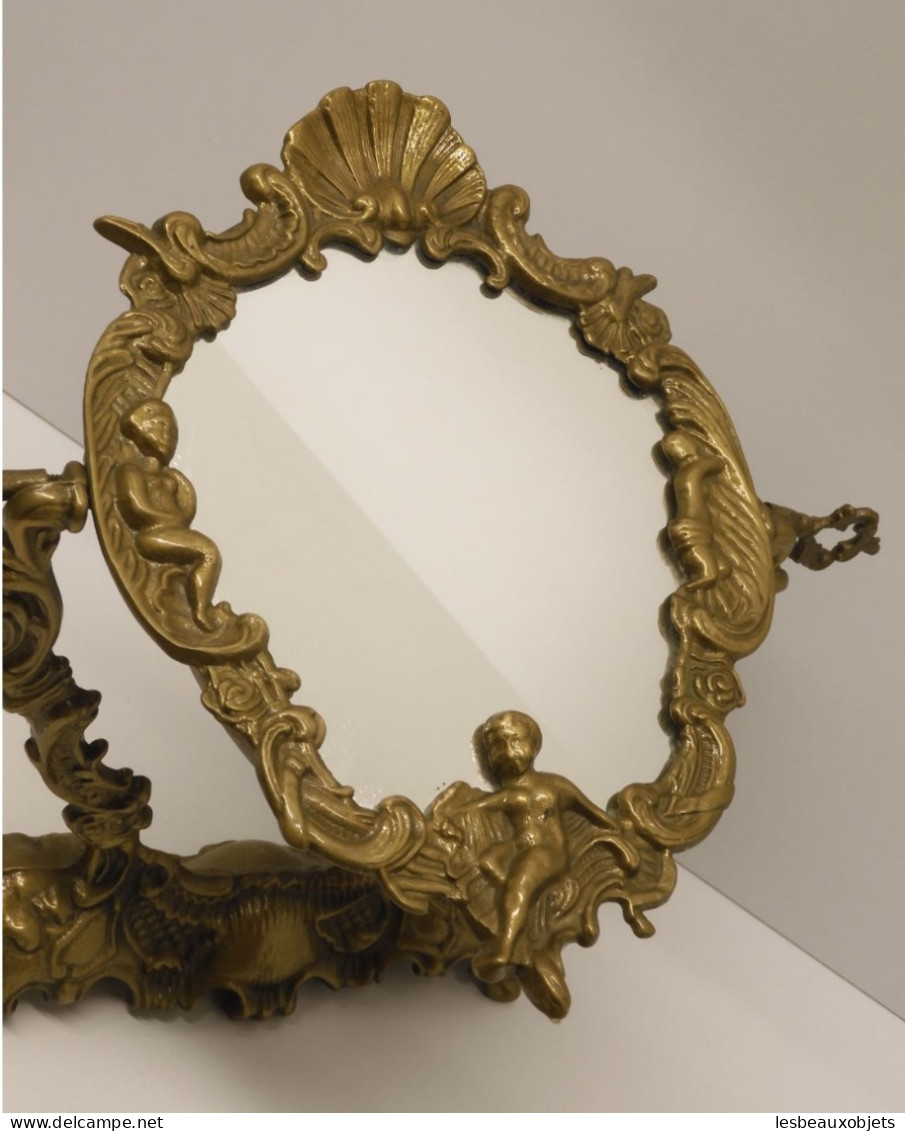 -JOLI MIROIR à POSER LAITON ROMANTIQUE PSYCHE ORIENTABLE Déco XXe GLACE   E - Spiegels