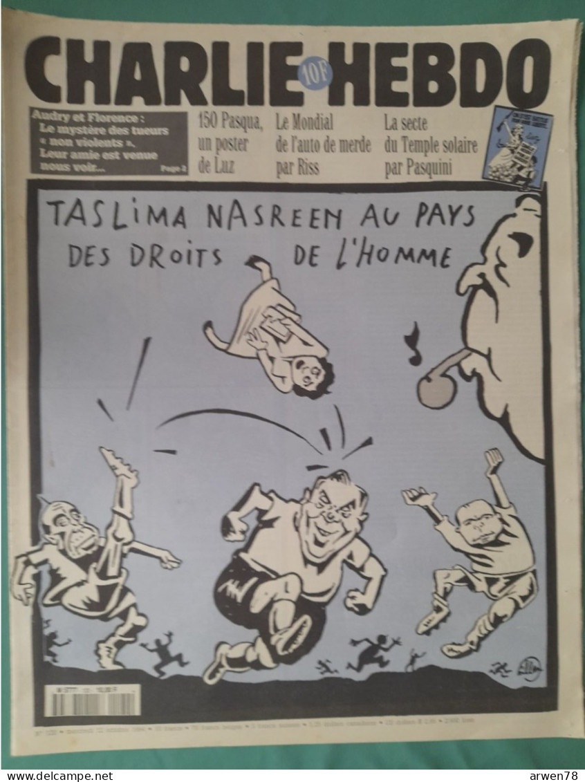 CHARLIE HEBDO 1994 N° 120 TASLIMA NASREEN AU PAYS DES DROITS DE L'HOMME - Humour