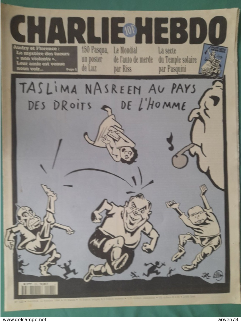 CHARLIE HEBDO 1994 N° 120 TASLIMA NASREEN AU PAYS DES DROITS DE L'HOMME - Humor