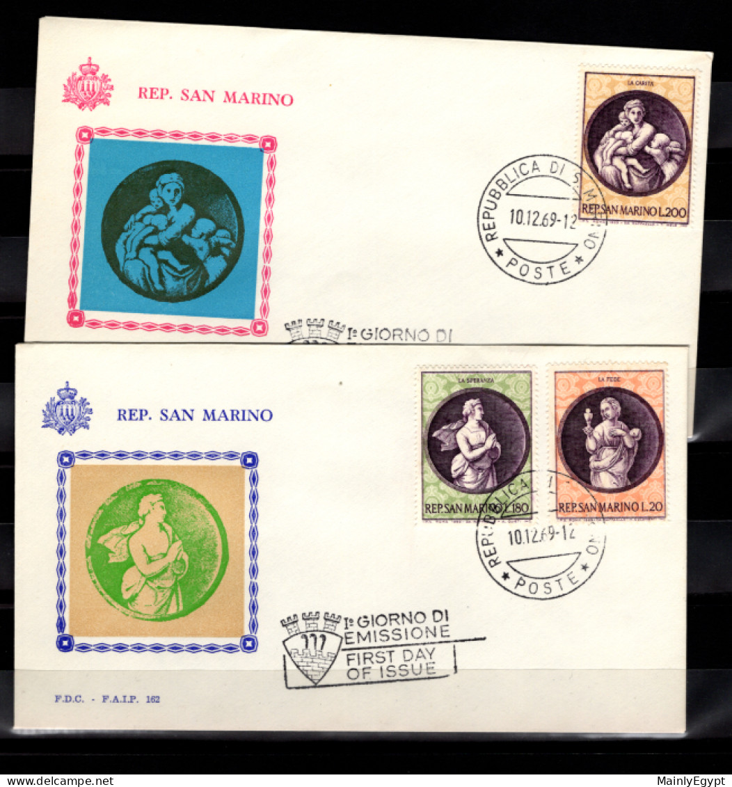 SAN MARINO - 1969 2 X FDC - Mi.939-941, Christmas, Faith Hope Love (BB040) - Storia Postale