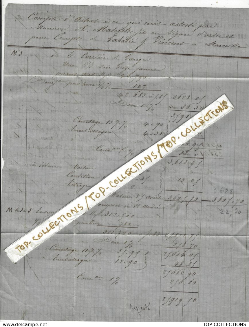 1863 TIMBRE EMPIRE Dentelé Oblit. Gros Chiffres Marseille ENTETE SOIES ET COCONS Labadie & Vincent > Mahistre Le Vigan - 1800 – 1899