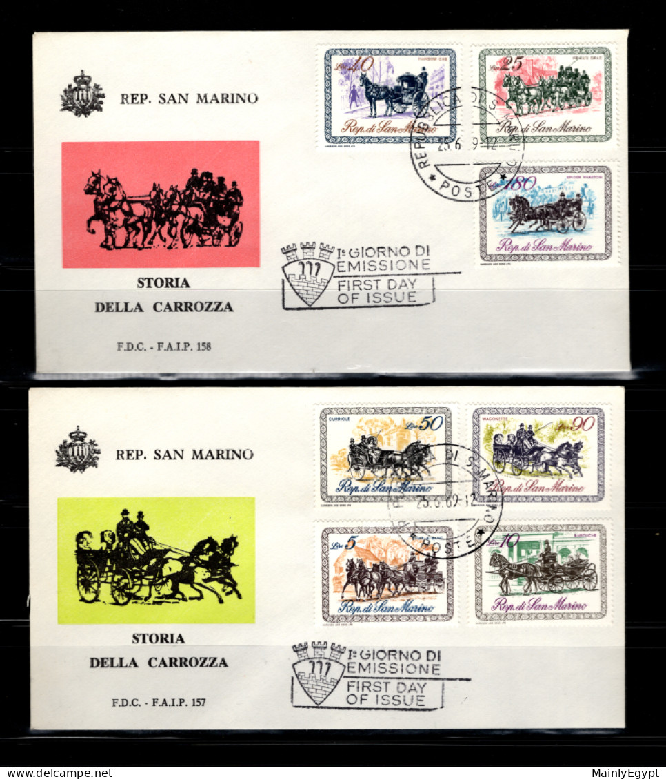 SAN MARINO - 1969 2 X FDC - Mi.929-9353, Old Carriages (BB044) - Storia Postale