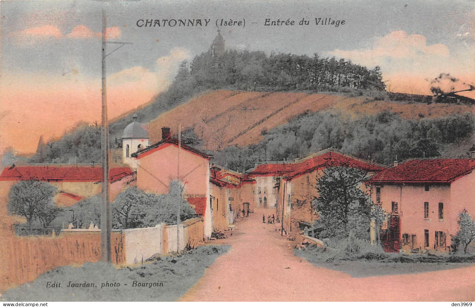 CHATONNAY (Isère) - Entrée Du Village - Tirage Couleurs - Voyagé 1930 (2 Scans) - Châtonnay