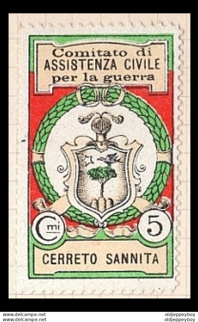 WAR ITALY ERINNOFILI VIGNETTE CINDERELLA CHIUDILETTERA COMITATO ASSISTENZA CIVILE GUERRA CERRETO SANNITA BENEVENTO - Militaria