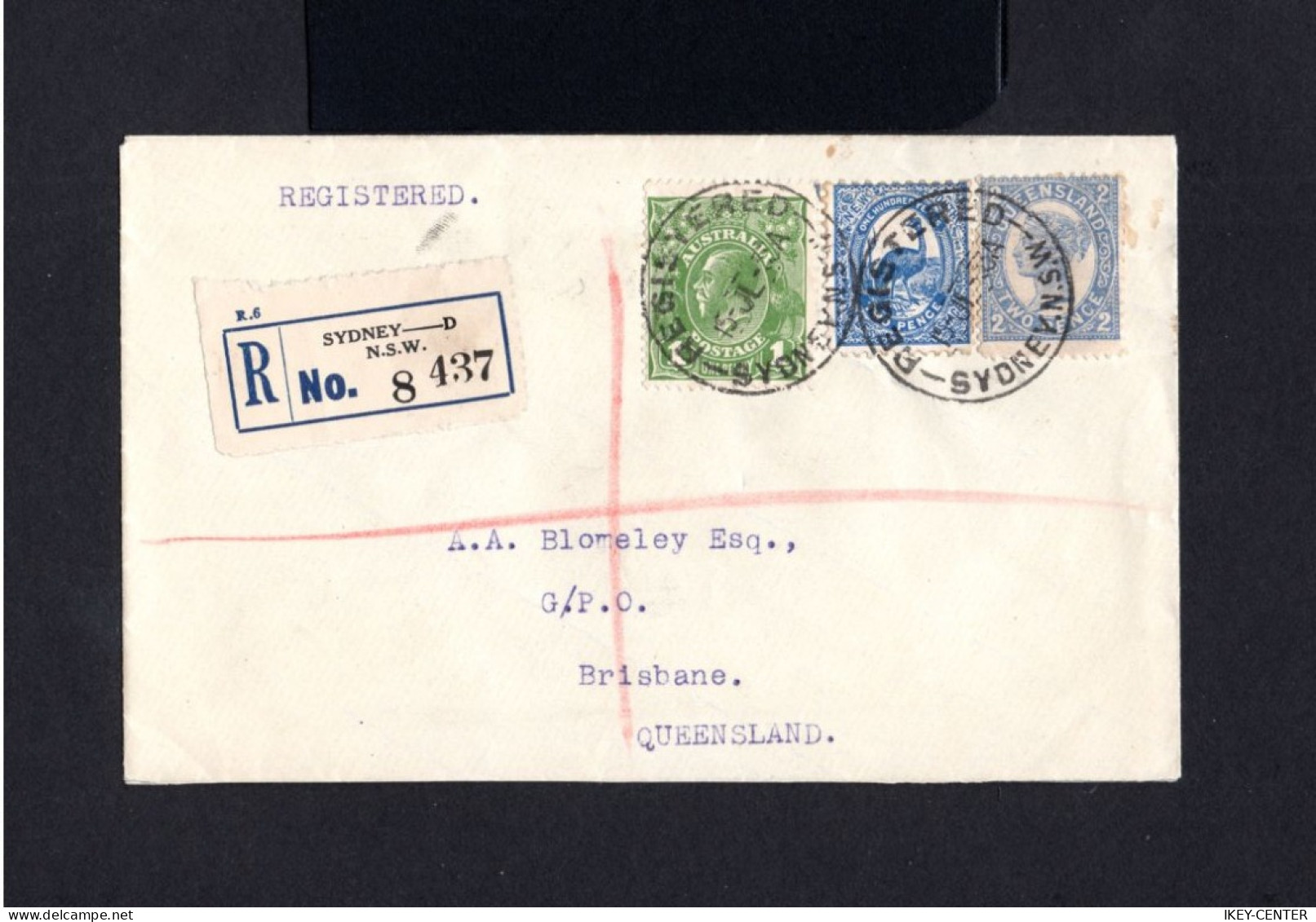S79-AUSTRALIA-REGISTERED COVER SYDNEY To BRISBAN (queensland). 1933.WII.Enveloppe BRITISH RECOMMANDE AUSTRALIE - Brieven En Documenten