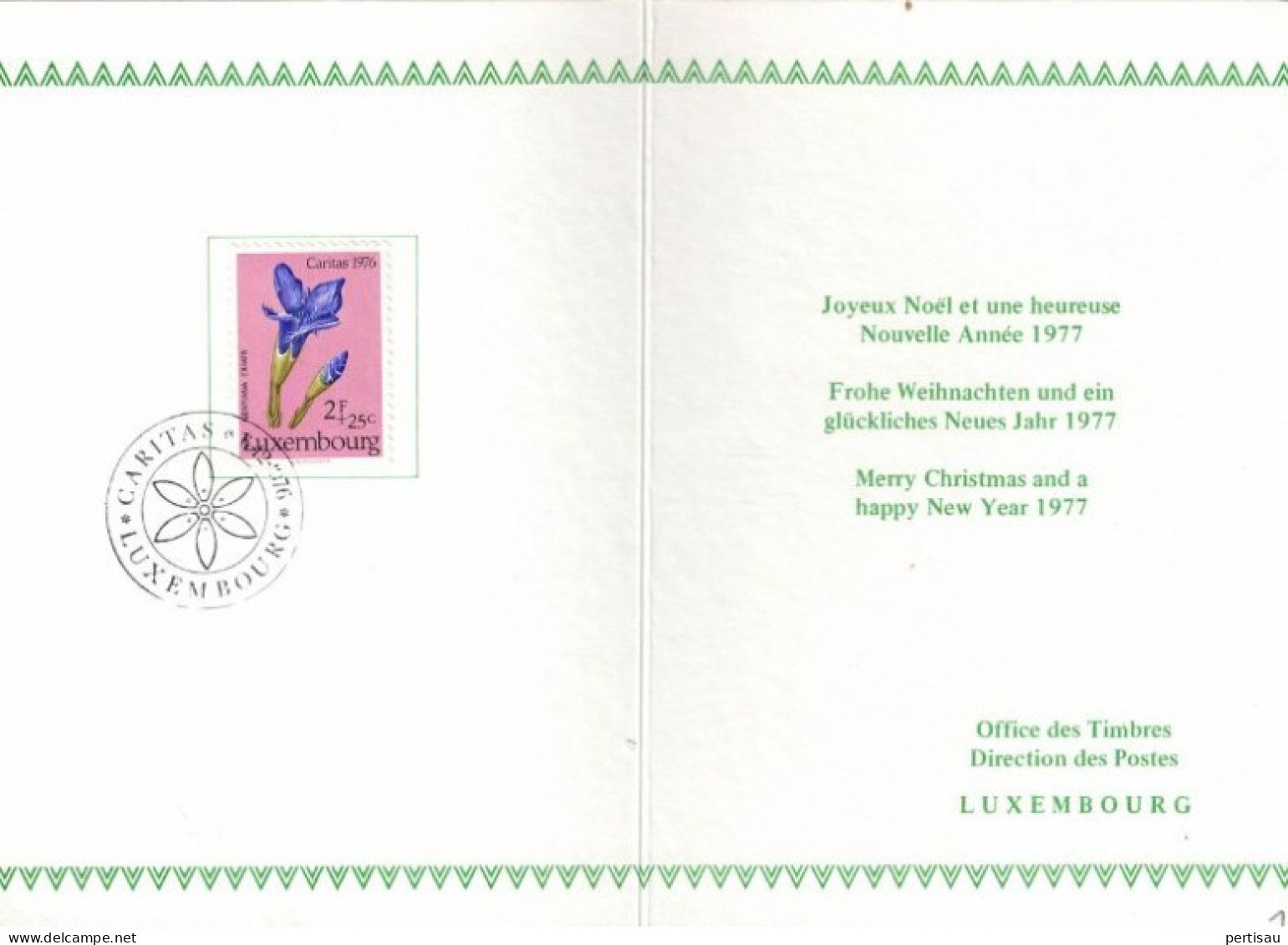 Carte  Joyeux Noel Et Heureuse Annee 1977 Met Speciale Afstempeling 1976 - Cartes Commémoratives