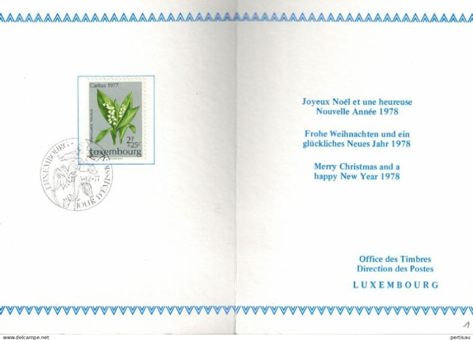 Carte  Joyeux Noel Et Heureuse Annee 1978 Met Speciale Afstempeling 1977 - Cartes Commémoratives