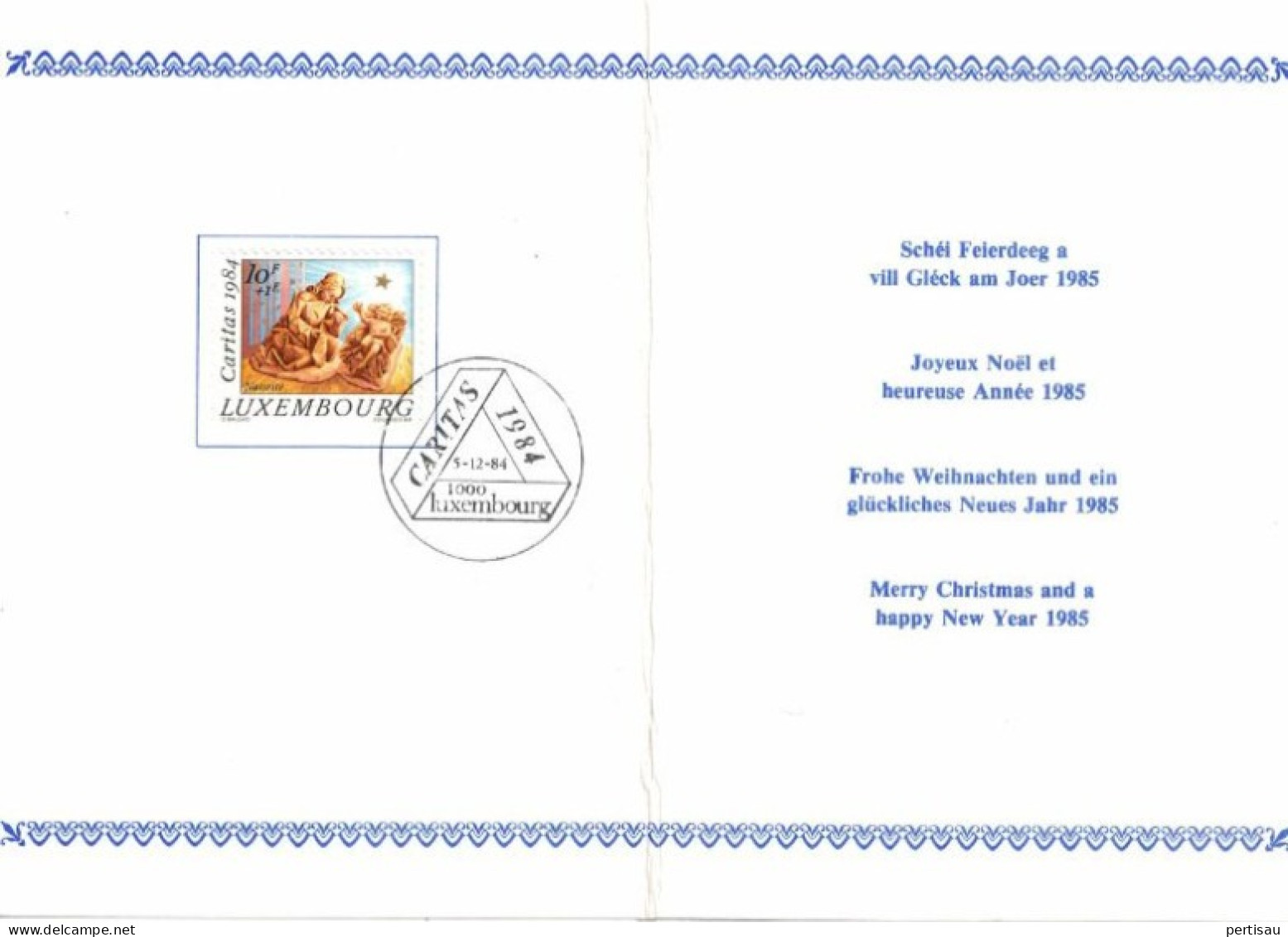 Carte  Joyeux Noel Et Heureuse Annee 1985 Met Speciale Afstempeling 1984 - Cartes Commémoratives