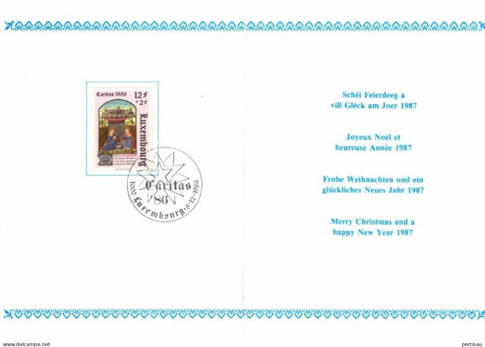 Wenskaart Joyeux Noel Et Heureuse Annee 1987 Speciale Afstempeling 1986 - Commemoration Cards