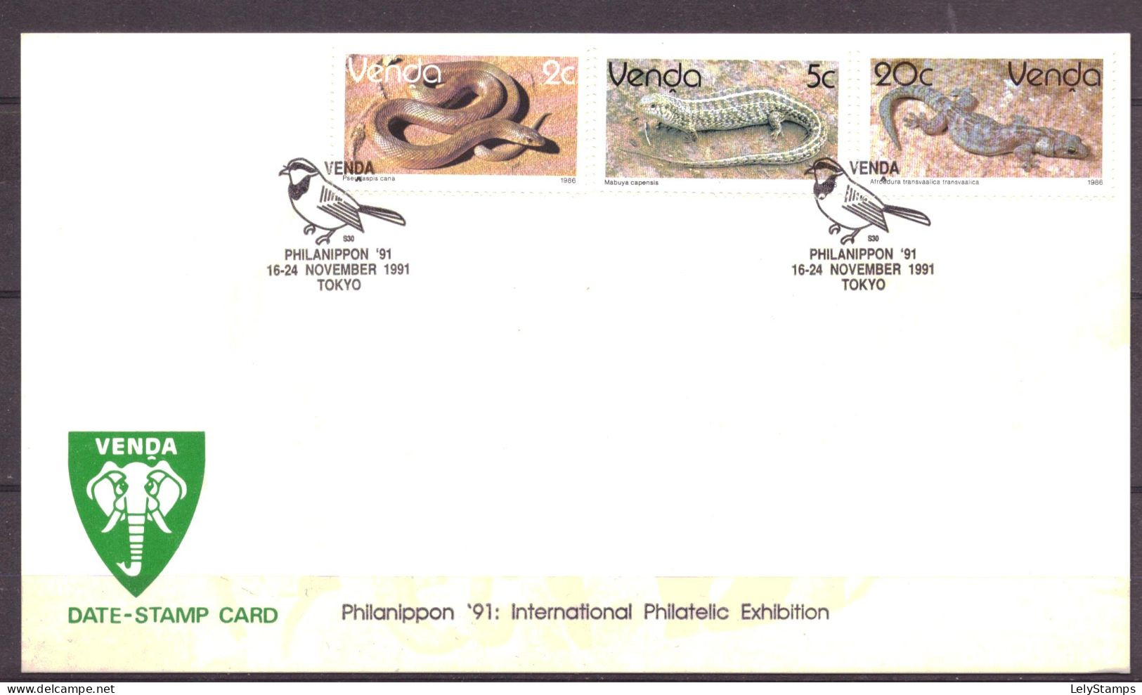 Venda FDC Maximumcard Unwritten Snake Animals Nature Philanippon (1991) - Venda